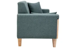 Miliboo Skandinavisches Sofa 3-Sitzer aus graugrünem Stoff und hellem Holz FJORD* Design-sofas