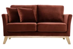 Miliboo Skandinavisches Zweisitzer-Sofa mit abnehmbarem Bezug und bordeauxrotem Samt OSLO* Design-sofas