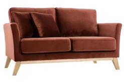 Miliboo Skandinavisches Zweisitzer-Sofa mit abnehmbarem Bezug und bordeauxrotem Samt OSLO* Design-sofas