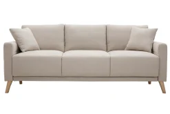 Miliboo Sofa aus beigem Stoff und hellem Holz 3-Sitzer MUNIK* Design-sofas
