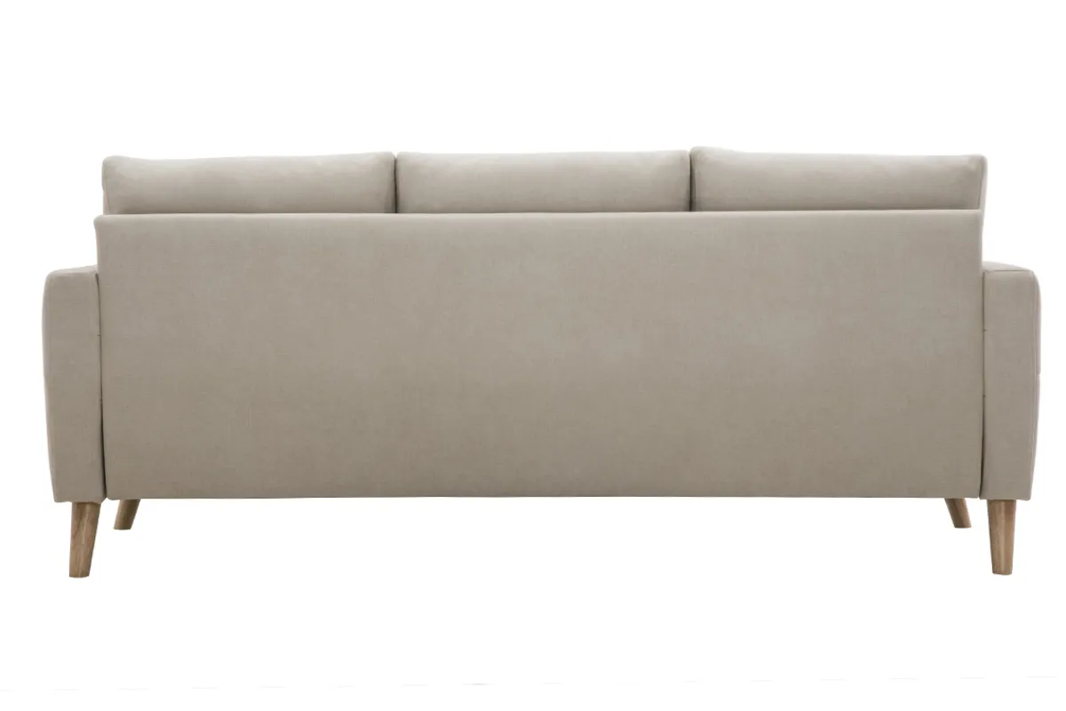 Miliboo Sofa aus beigem Stoff und hellem Holz 3-Sitzer MUNIK* Design-sofas