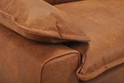 Miliboo Sofa aus Leder in Antikoptik in Cognacbraun und schwarzem Metall 3-Sitzer DORY* Ledersofas