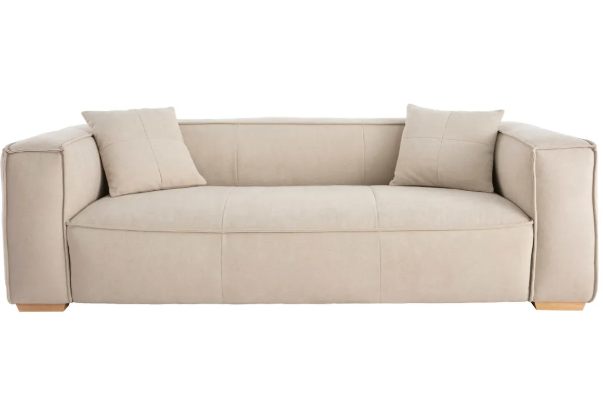 Miliboo Sofa aus naturfarbenem Stoff mit Samteffekt 3-Sitzer COBAIN* Design-sofas