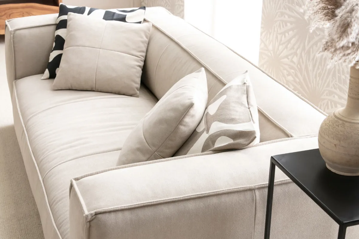 Miliboo Sofa aus naturfarbenem Stoff mit Samteffekt 3-Sitzer COBAIN* Design-sofas