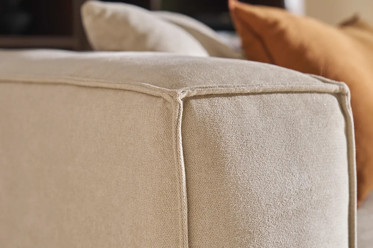 Miliboo Sofa aus naturfarbenem Stoff mit Samteffekt 3-Sitzer COBAIN* Design-sofas