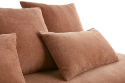 Miliboo Sofa aus terracottafarbenem Stoff mit Samteffekt und hellem Holz 3-Sitzer B200 cm ODEON* Design-sofas