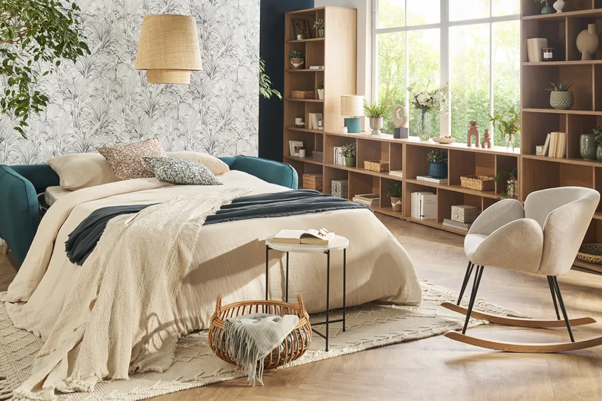 Miliboo Sofa skandinavisch 3 Plätze pfauenblau CREEP* Schlafsofas