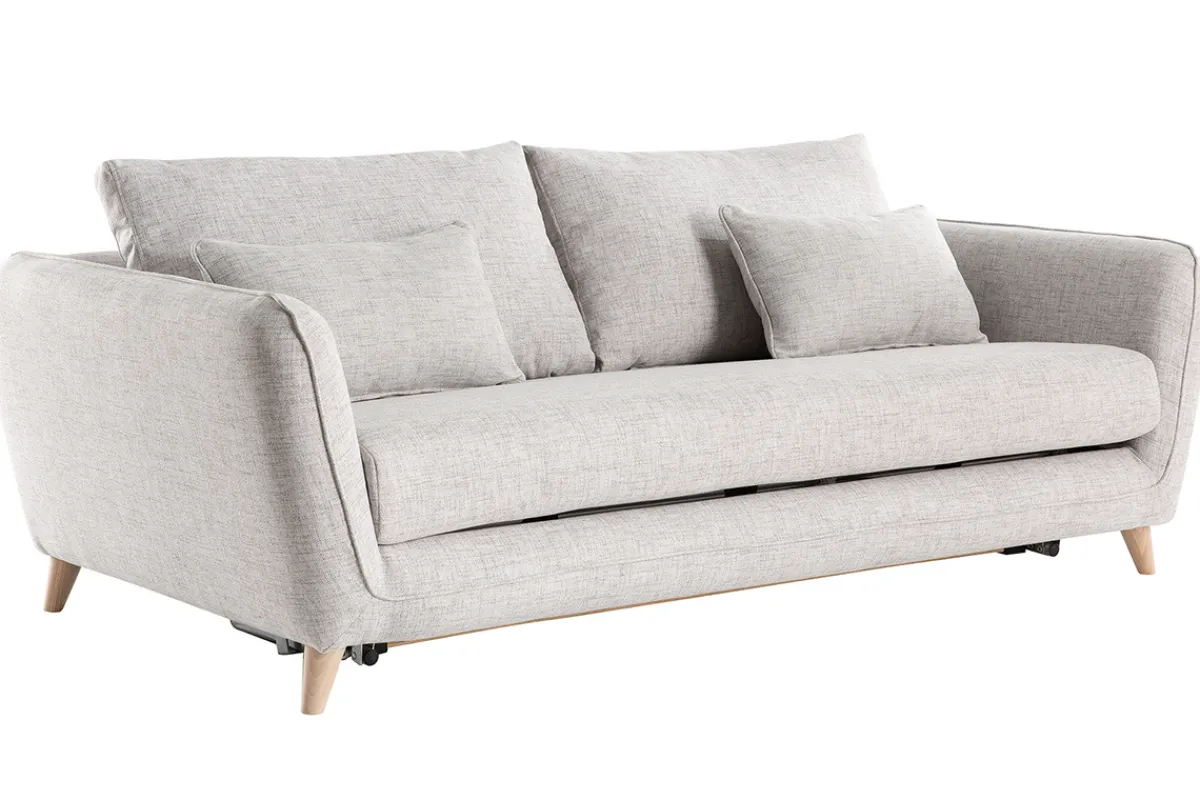 Miliboo Sofa skandinavisch 3 Plätze hellgrau-meliert CREEP* Schlafsofas