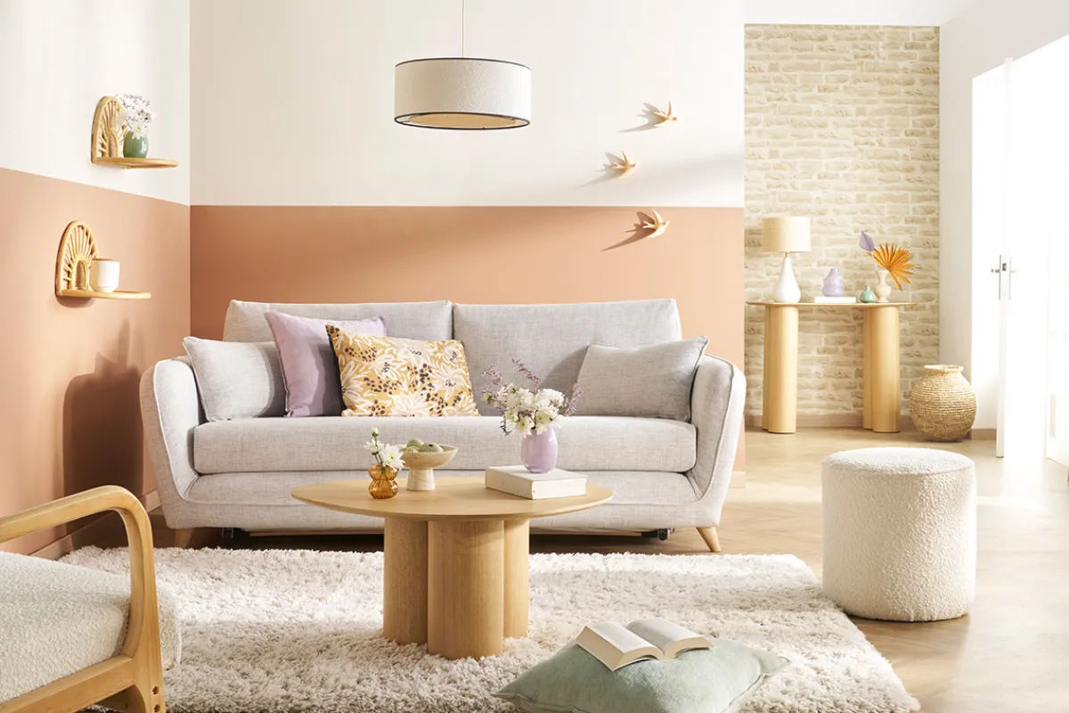 Miliboo Sofa skandinavisch 3 Plätze hellgrau-meliert CREEP* Schlafsofas
