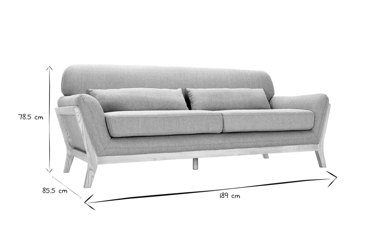 Miliboo Sofa skandinavisch 3 Plätze Lagunenblau Holzbeine YOKO* Design-sofas