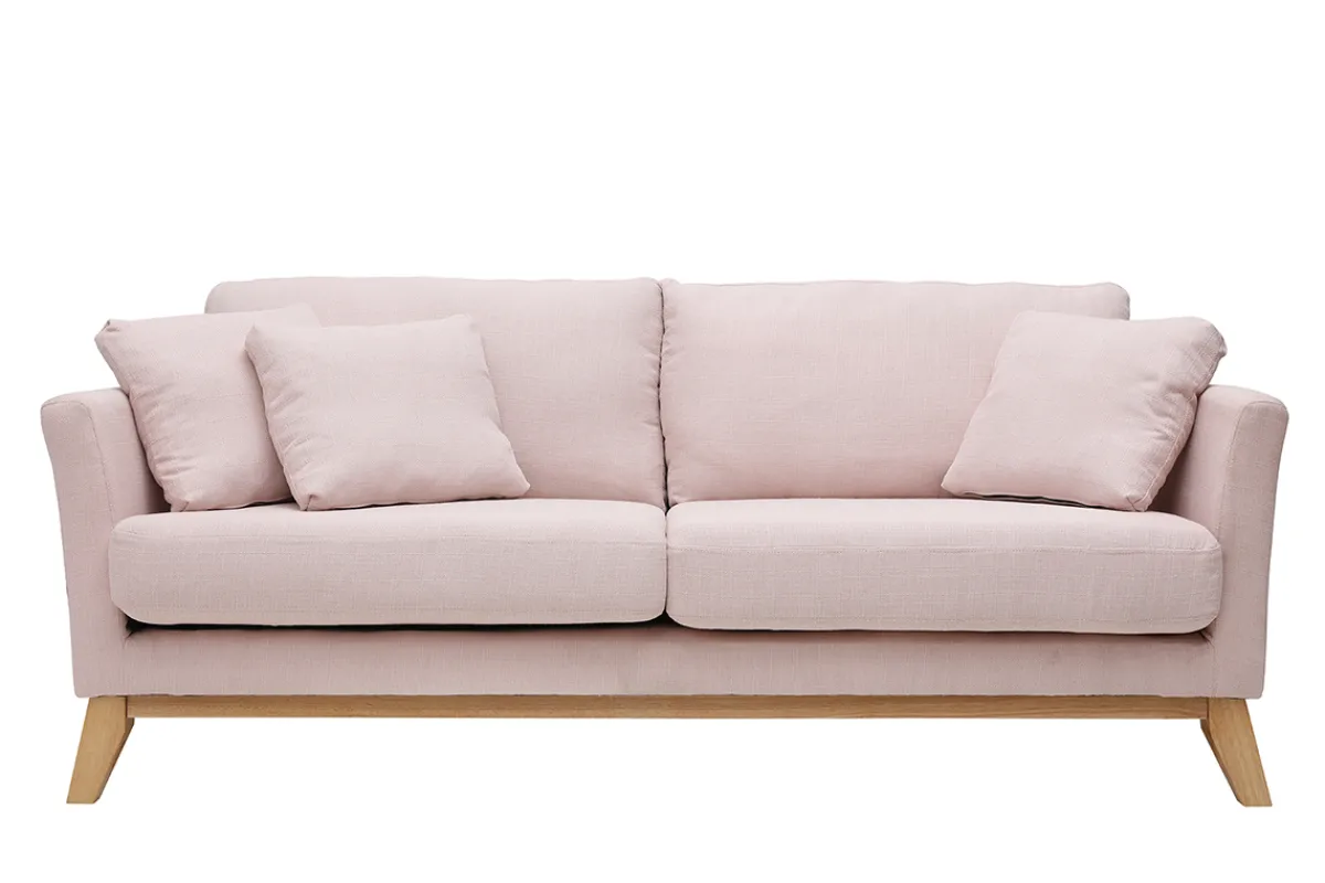 Miliboo Sofa skandinavisch 3 Plätze Bezug abnhembar Rosa OSLO* Design-sofas