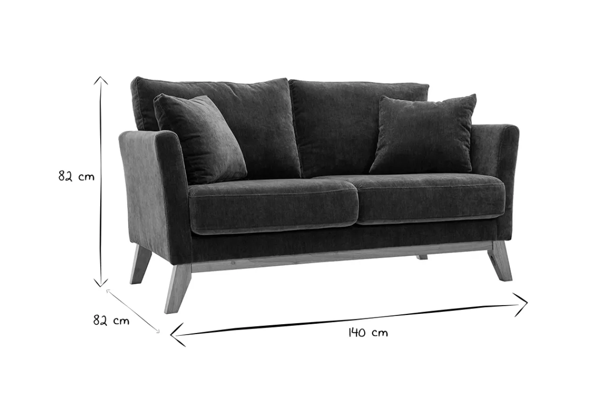 Miliboo Sofa skandinavisch 2 Plätze Khaki Holzbeine OSLO* Design-sofas