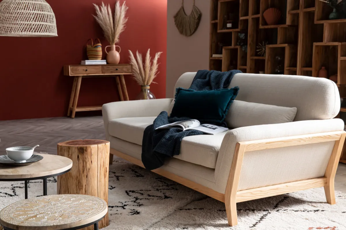 Miliboo Sofa skandinavisch 3 Plätze Grau Holzbeine YOKO* Design-sofas