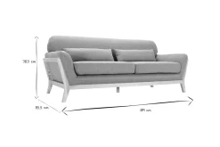 Miliboo Sofa skandinavisch 3 Plätze Grau Holzbeine YOKO* Design-sofas