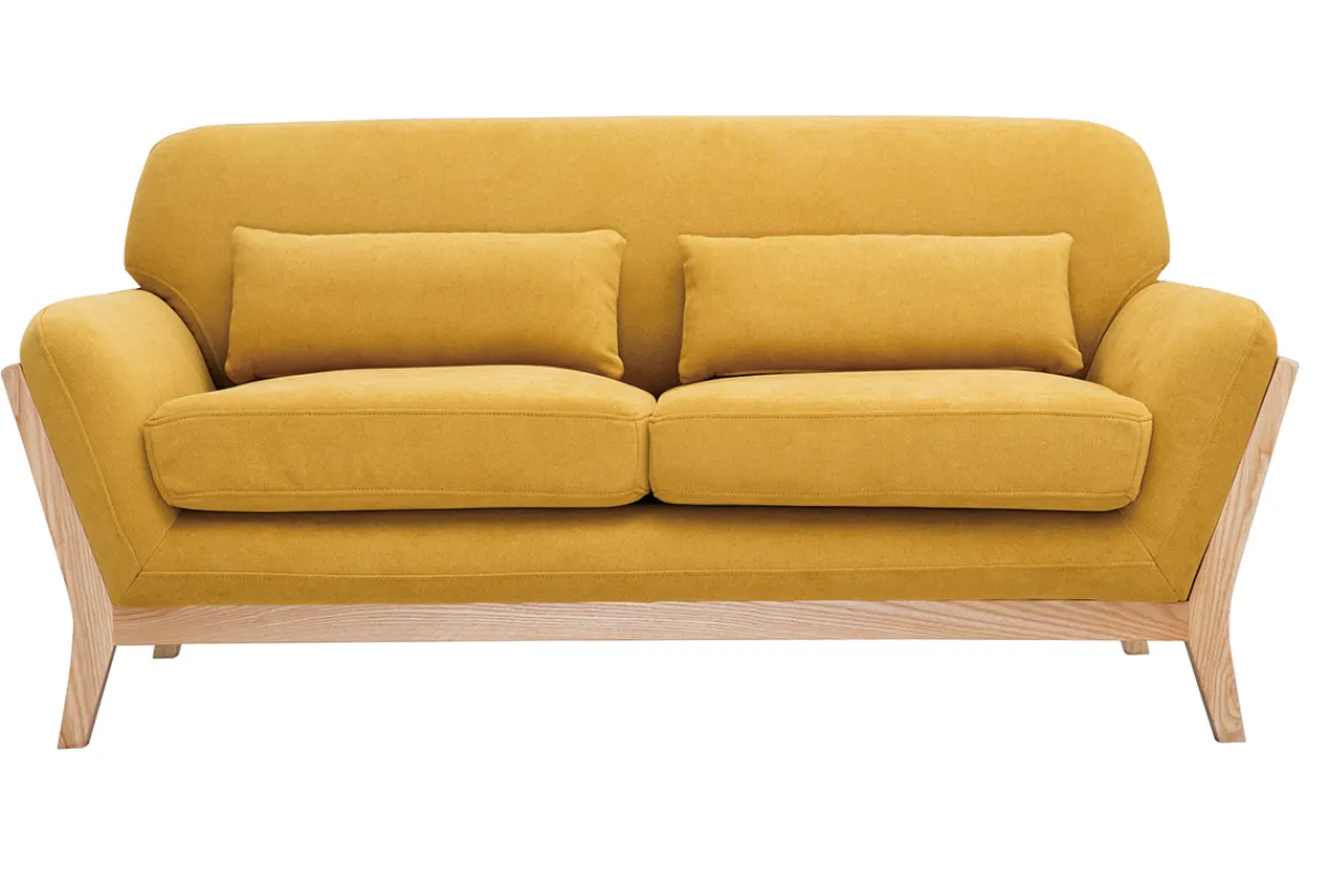 Miliboo Sofa skandinavisch 2 Plätze senfgelb Holzbeine YOKO* Design-sofas