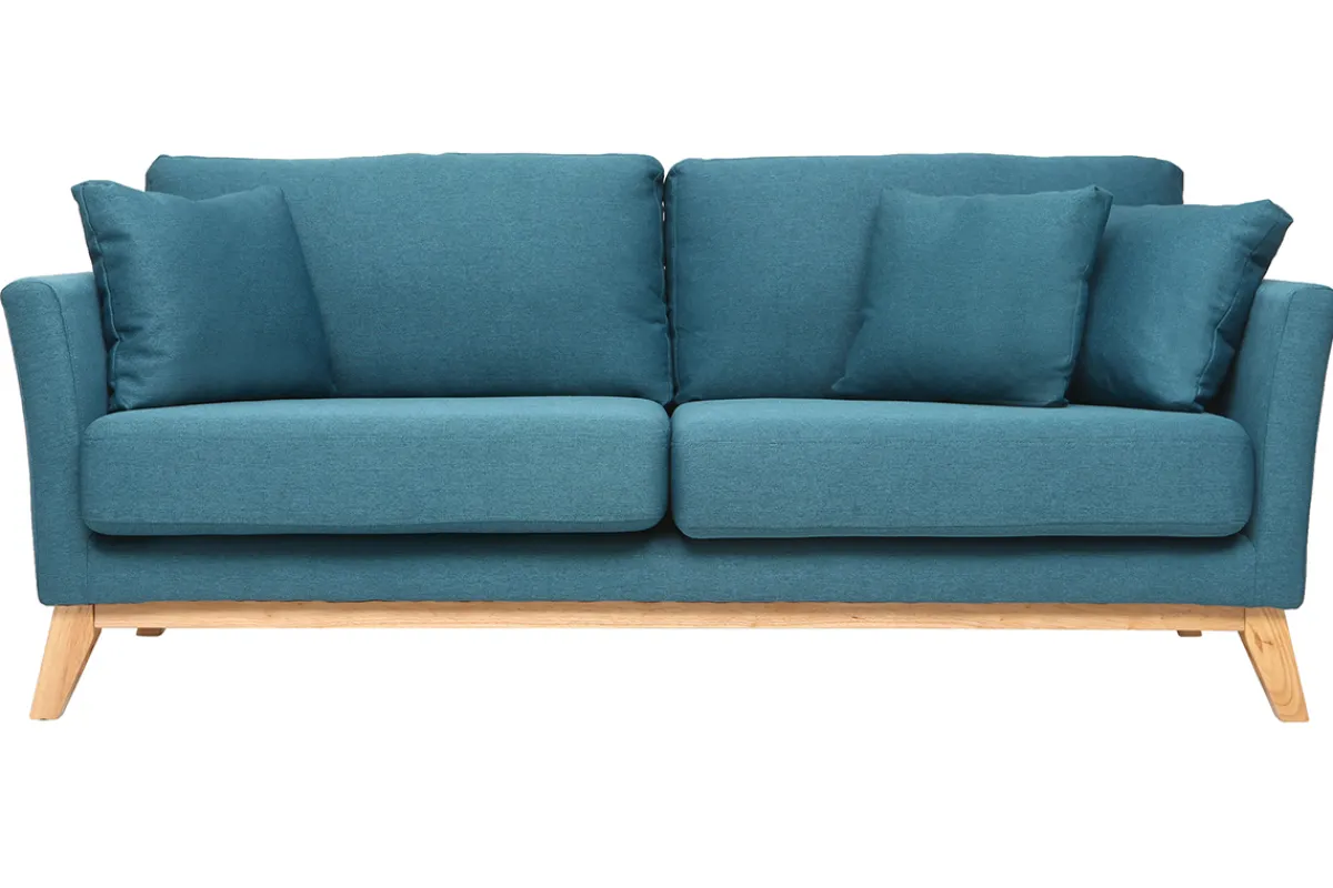 Miliboo Sofa skandinavisch 3 Plätze -Blau Holzbeine OSLO* Design-sofas
