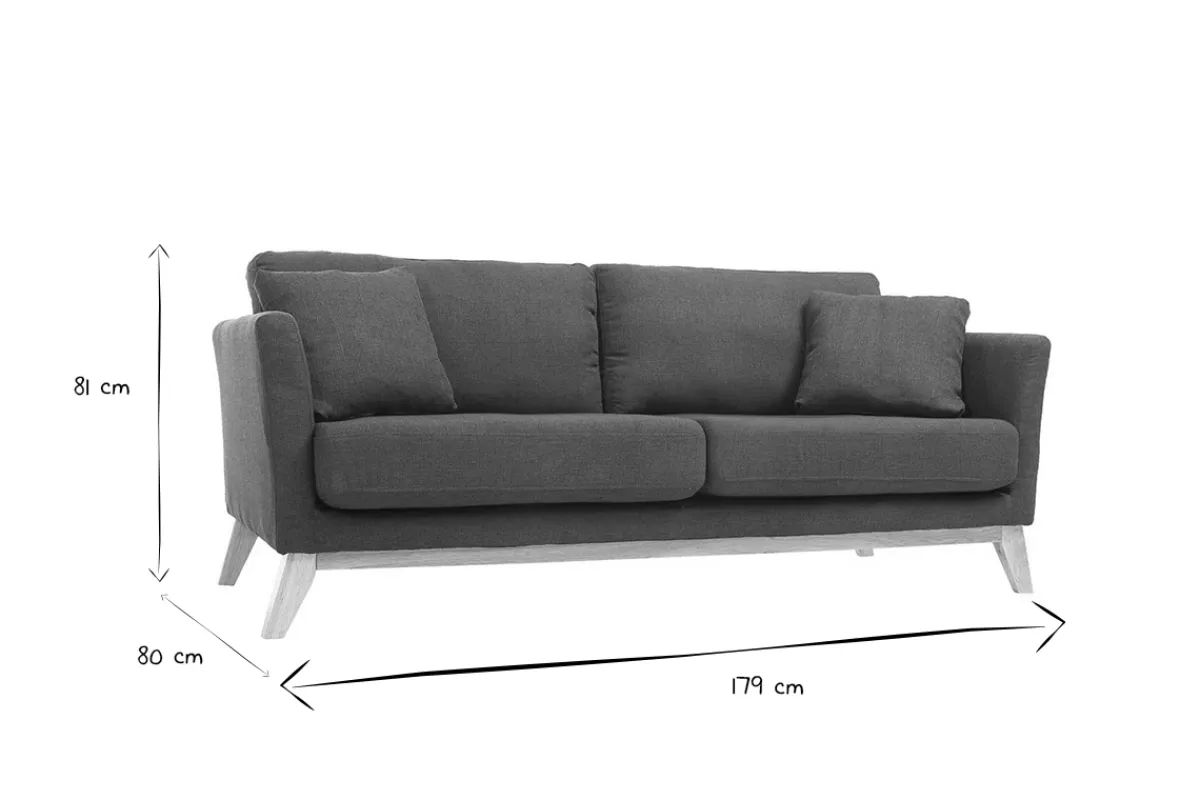 Miliboo Sofa skandinavisch 3 Plätze -Blau Holzbeine OSLO* Design-sofas