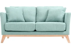 Miliboo Sofa skandinavisch 2 Plätze Lagunenblau und helle Holzbeine OSLO* Design-sofas