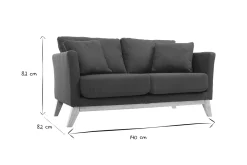 Miliboo Sofa skandinavisch 2 Plätze Dunkelblau und helle Holzbeine OSLO* Design-sofas