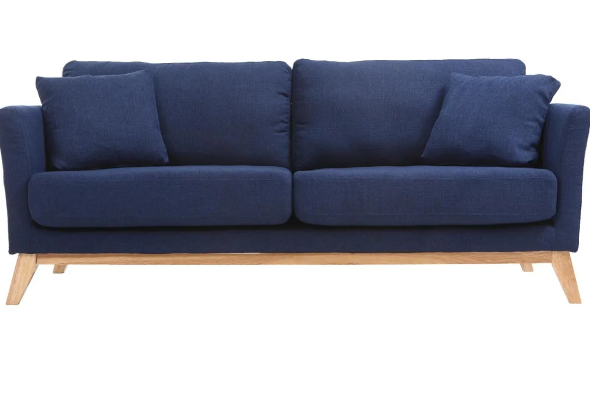 Miliboo Sofa skandinavisch 3 Plätze Dunkelblau Holzbeine OSLO* Design-sofas