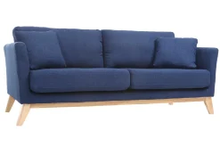 Miliboo Sofa skandinavisch 3 Plätze Dunkelblau Holzbeine OSLO* Design-sofas