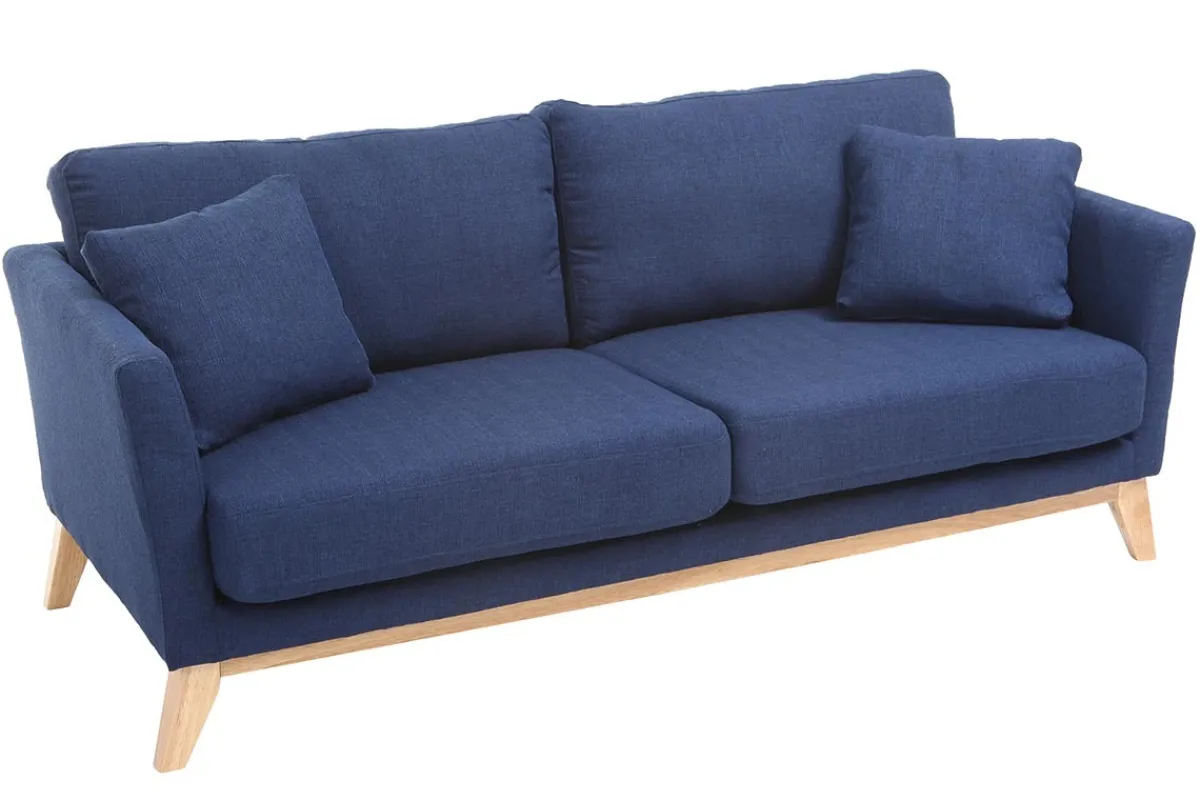 Miliboo Sofa skandinavisch 3 Plätze Dunkelblau Holzbeine OSLO* Design-sofas