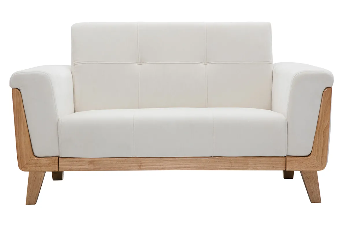 Miliboo Sofa skandinavisch 2 Plätze Altweiß Holzbeine FJORD* Design-sofas