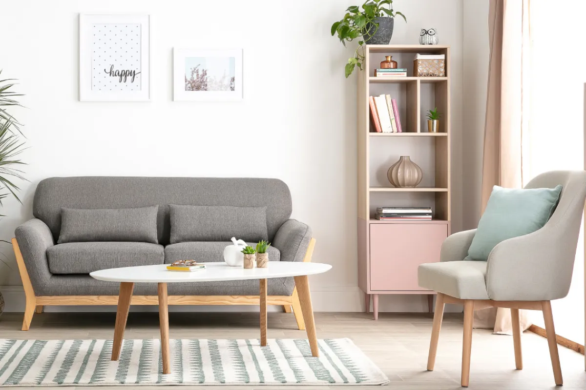 Miliboo Sofa skandinavisch 2 Plätze Lagunenblau Holzbeine YOKO* Design-sofas