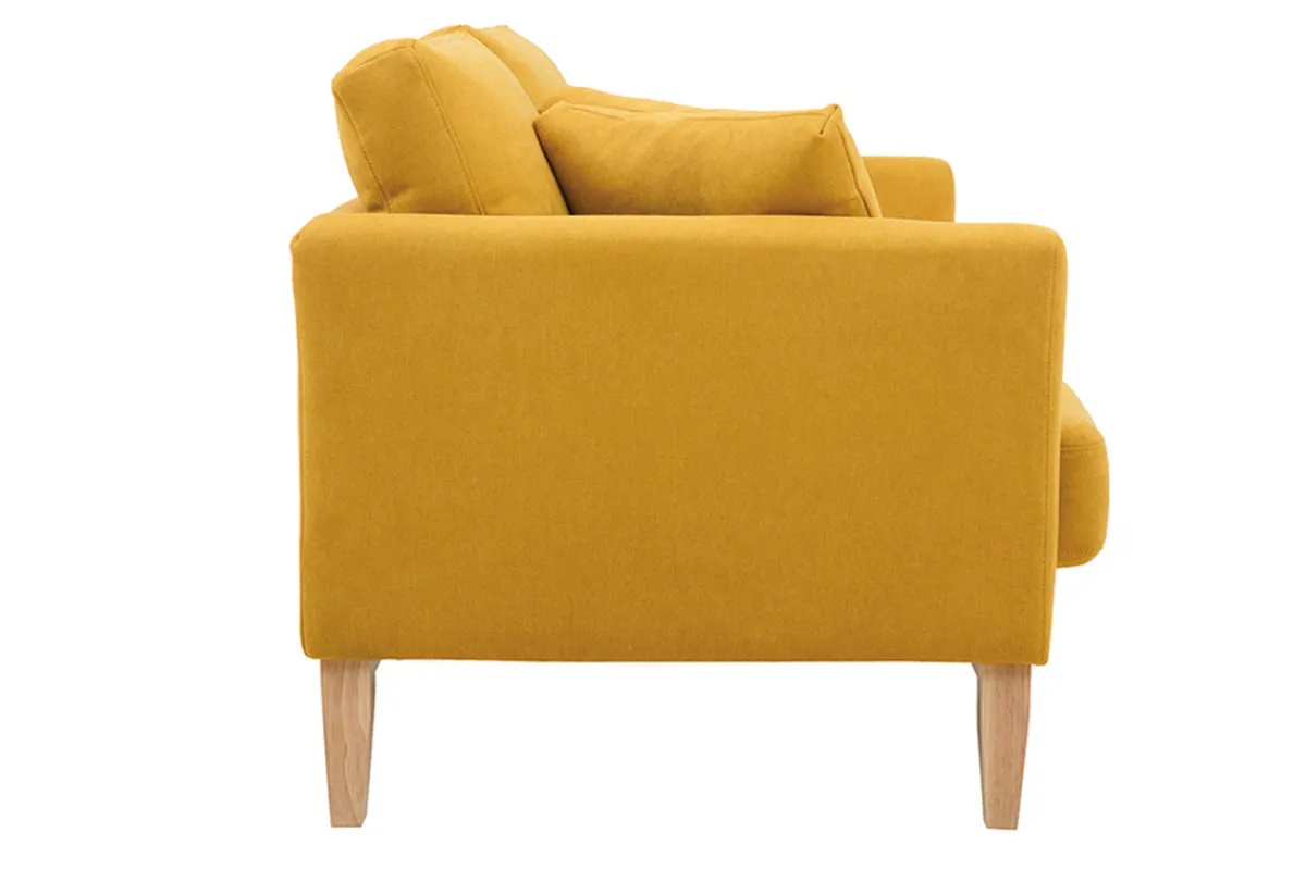 Miliboo Sofa skandinavisch 2 Plätze Senfgelb helle Holzbeine OSLO* Design-sofas