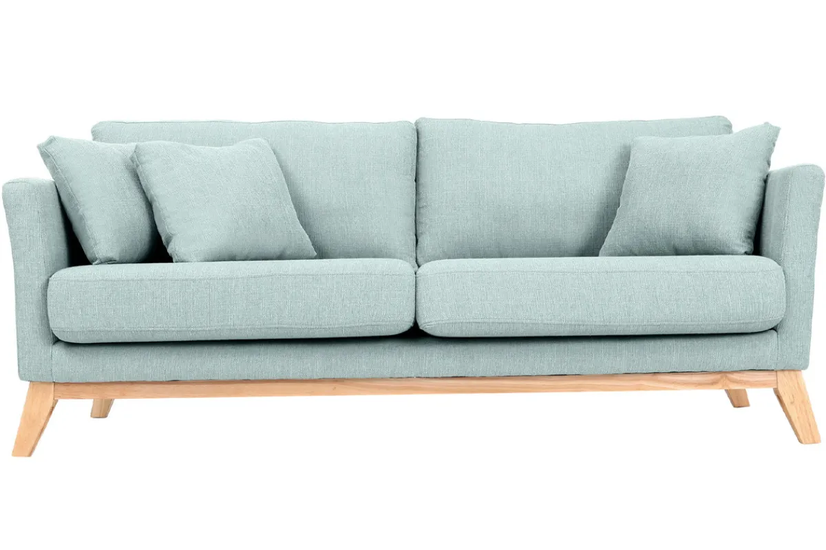 Miliboo Sofa skandinavisch 3 Plätze Hellblau Holzbeine OSLO* Design-sofas