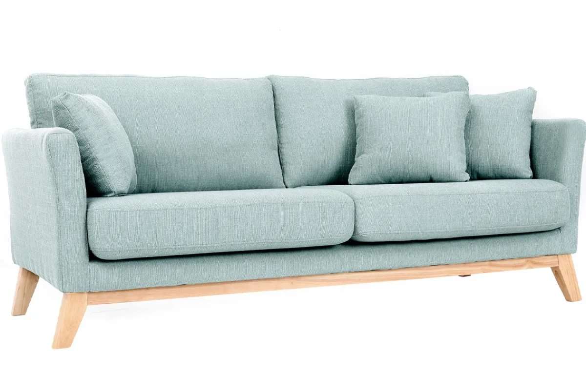 Miliboo Sofa skandinavisch 3 Plätze Hellblau Holzbeine OSLO* Design-sofas
