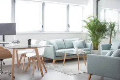 Miliboo Sofa skandinavisch 3 Plätze Hellblau Holzbeine OSLO* Design-sofas
