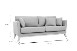 Miliboo Sofa skandinavisch 3 Plätze Hellblau Holzbeine OSLO* Design-sofas
