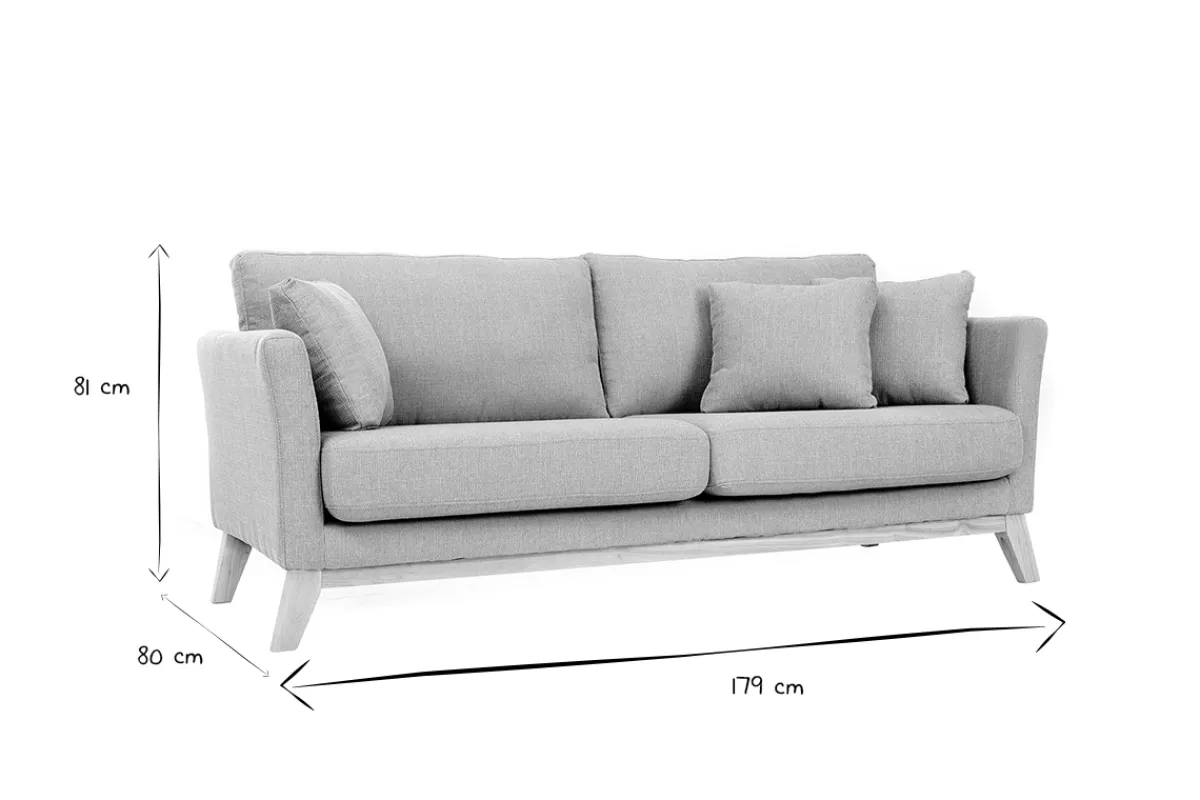 Miliboo Sofa skandinavisch 3 Plätze Hellblau Holzbeine OSLO* Design-sofas