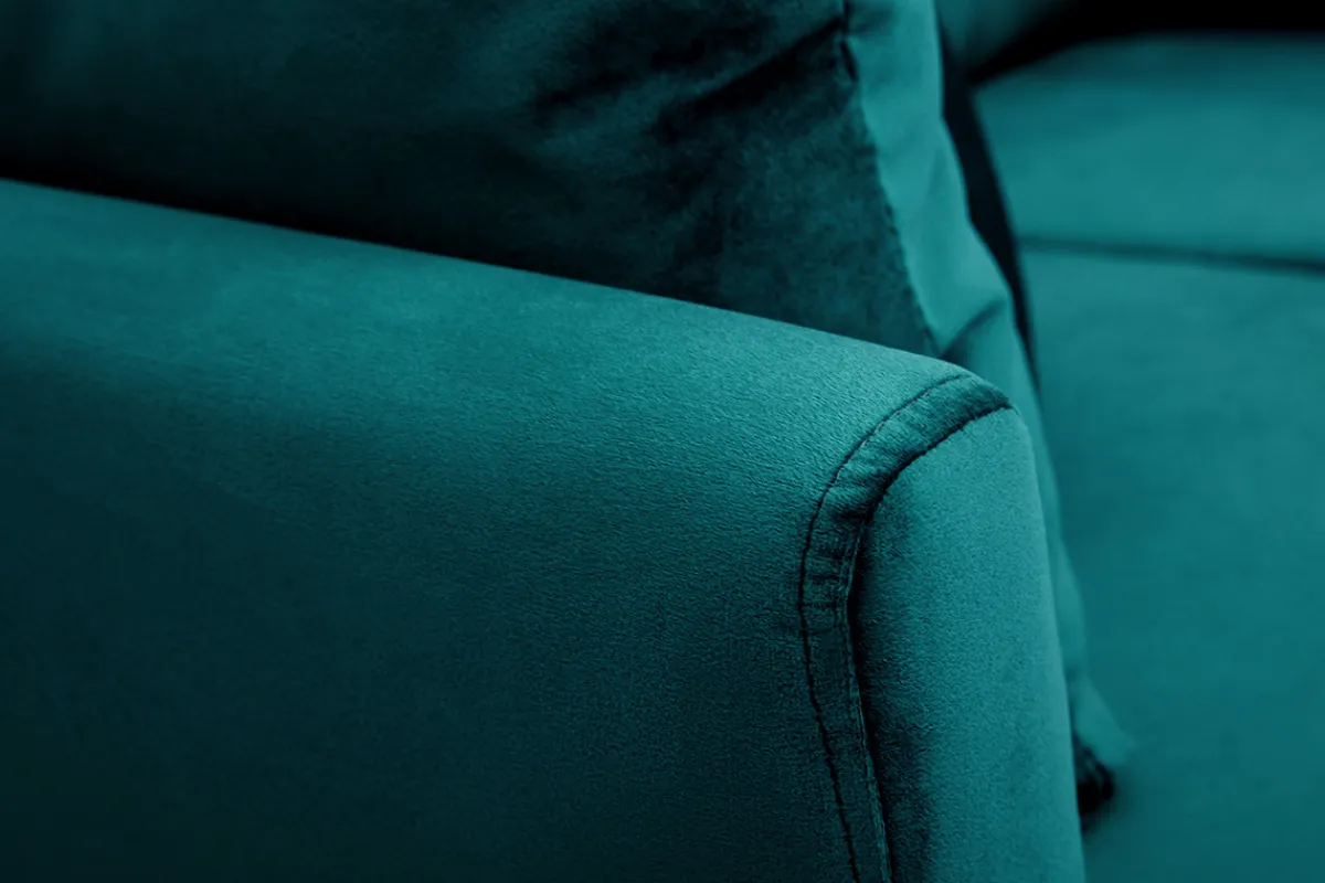 Miliboo Sofa skandinavisch 2 Plätze Samt Blaugrün helle Holzbeine OSLO* Design-sofas