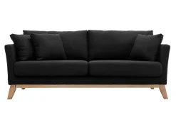 Miliboo Sofa skandinavisch 3 Plätze Dunkelgrau Holzbeine OSLO* Design-sofas