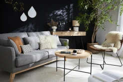 Miliboo Sofa skandinavisch 3 Plätze Dunkelgrau Holzbeine OSLO* Design-sofas