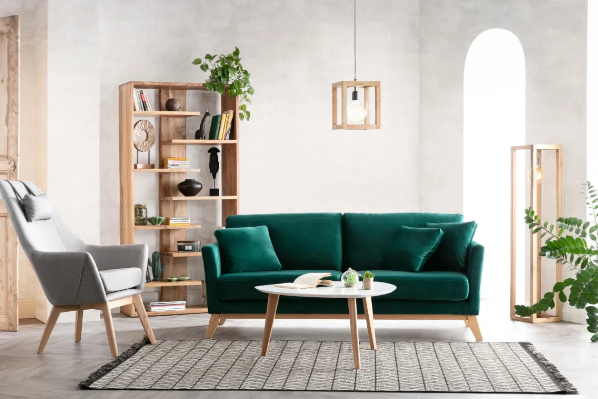 Miliboo Sofa skandinavisch 3 Plätze Dunkelgrau Holzbeine OSLO* Design-sofas