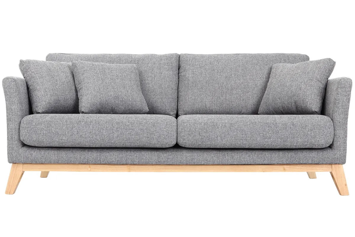 Miliboo Sofa skandinavisch 3 Plätze Hellgrau Holzbeine OSLO* Design-sofas
