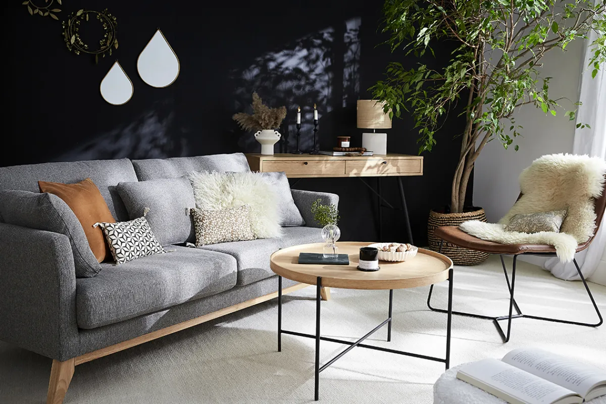 Miliboo Sofa skandinavisch 3 Plätze Bezug abnhembar Rosa OSLO* Design-sofas