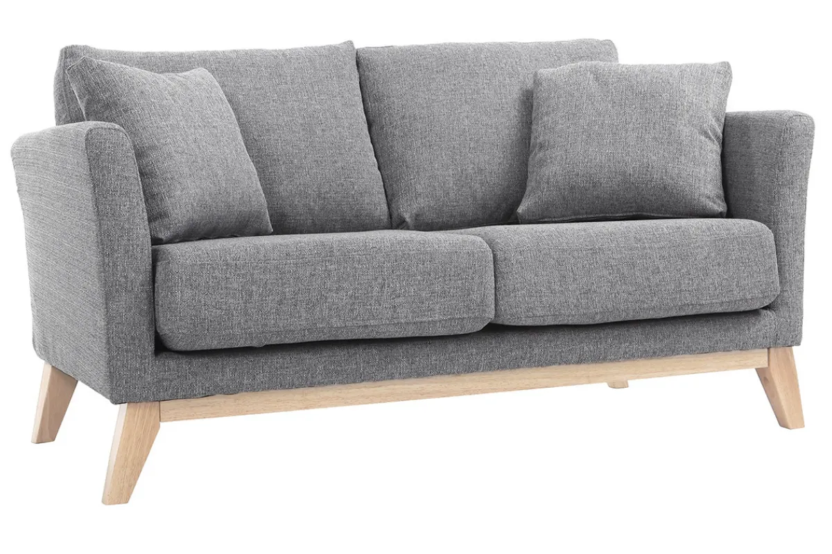 Miliboo Sofa skandinavisch 2 Plätze Hellgrau helle Holzbeine OSLO* Design-sofas