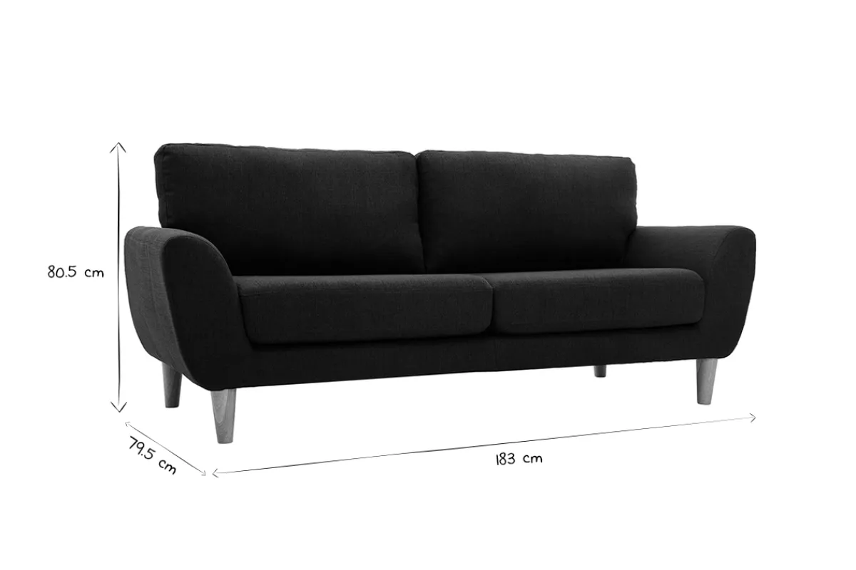 Miliboo Sofa Skandinavisch Stoff Anthrazitgrau 3-Sitzer ALICE* Design-sofas