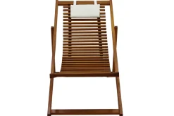 Miliboo Sonnenliege aus Massivholz mit weißem Stoffkissen (2er-Set) MOONA* Gartenliegen