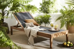 Miliboo Sonnenliegen dunkelgrau und Massivholz (2er-Set) NAVEEN* Gartenliegen