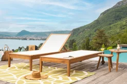 Miliboo Sonnenliegen weiß und Massivholz (2er-Set) NAVEEN* Gartenliegen