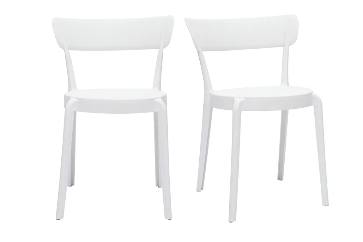 Miliboo Stapelbare Stühle weißer Kunststoff für Innen- und Außenbereich (2er- Set) RIOS* Gartenstühle