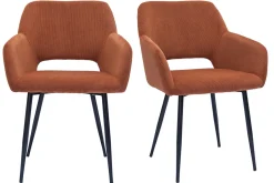 Miliboo Stühle aus Cordstoff in Terracotta und schwarzem Metall (2er-Set) LAURETTE* Design-stühle