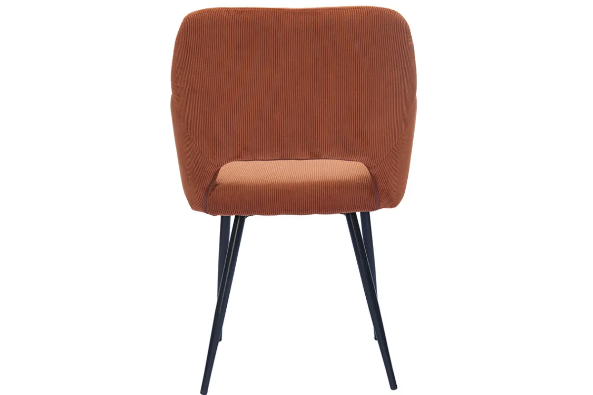 Miliboo Stühle aus Cordstoff in Terracotta und schwarzem Metall (2er-Set) LAURETTE* Design-stühle