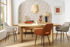 Miliboo Stühle aus Cordstoff in Terracotta und schwarzem Metall (2er-Set) LAURETTE* Design-stühle