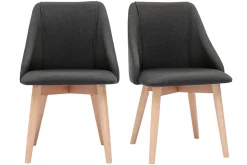 Miliboo Stühle aus dunkelgrauem Stoff mit Samteffekt und massivem Buchenholz (2er-Set) HIGGINS* Design-stühle